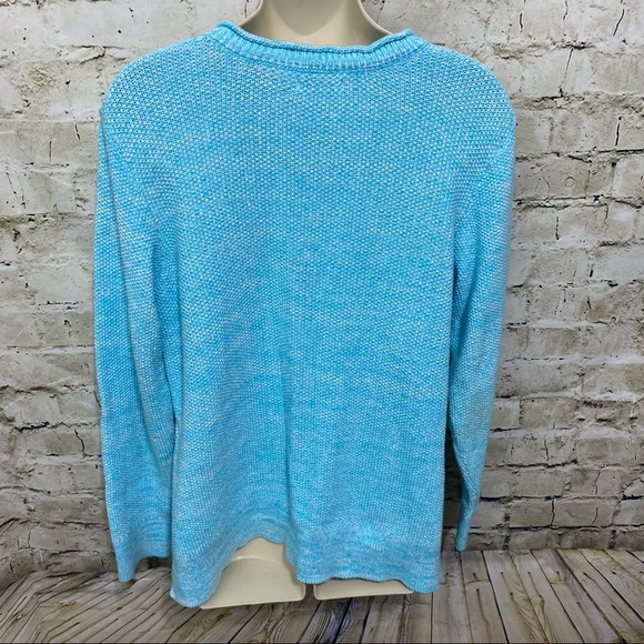 Croft & Barrow Blue V Neck Cotton Pullover Sweater - Picture 3 of 5
